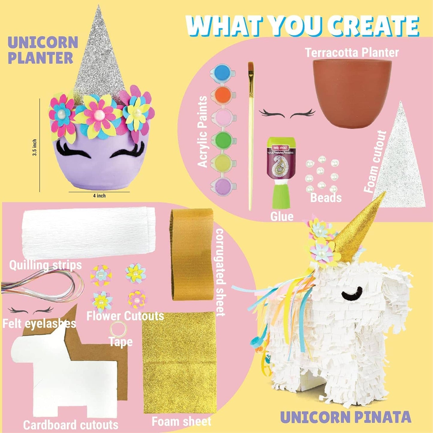 Kalakaram DIY Wonderland Unicorn Art & Craft Kit, Birthday Gift Craft Box, Drawing & Painting for Girls