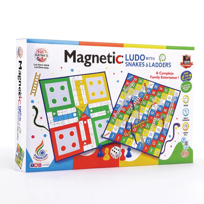 Ratna's Magnetic Snakes and Ladders with Ludo Board Game for Kids and Family Fun