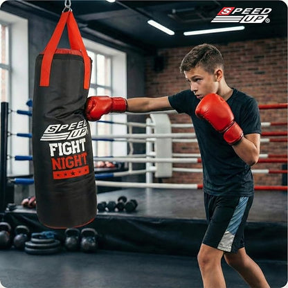 SPEED UP Fight Night Junior Plus Boxing Set, Boxing Kit for Kids with Punch Bag & Gloves