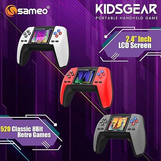 SAMEO KIDSGEAR Controller Shaped Handheld Console Built-in 520 Retro Game (Graphite Grey)