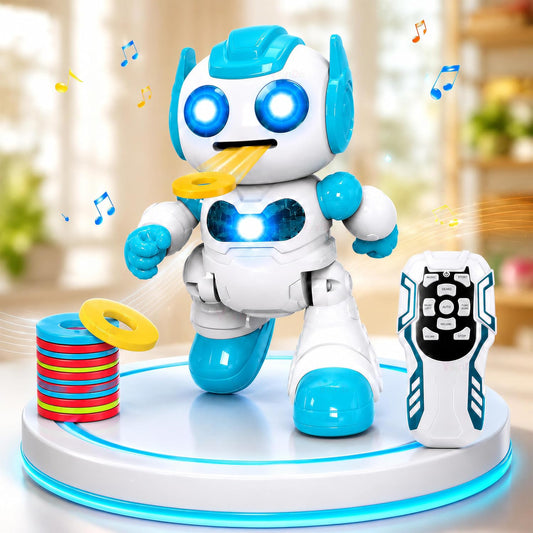 VikriDA Infrared Remote Control Robot Toy | Programmable Flying Saucer Throwing Battle Robot for Kids