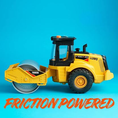 BRILLIANT TOYS Big Road Roller Truck Toy for Kids with Lights & Music | Friction Powered Construction Vehicle Toy for Boys & Girls | Educational & Fun Learning Toy for Kids – Multicolor