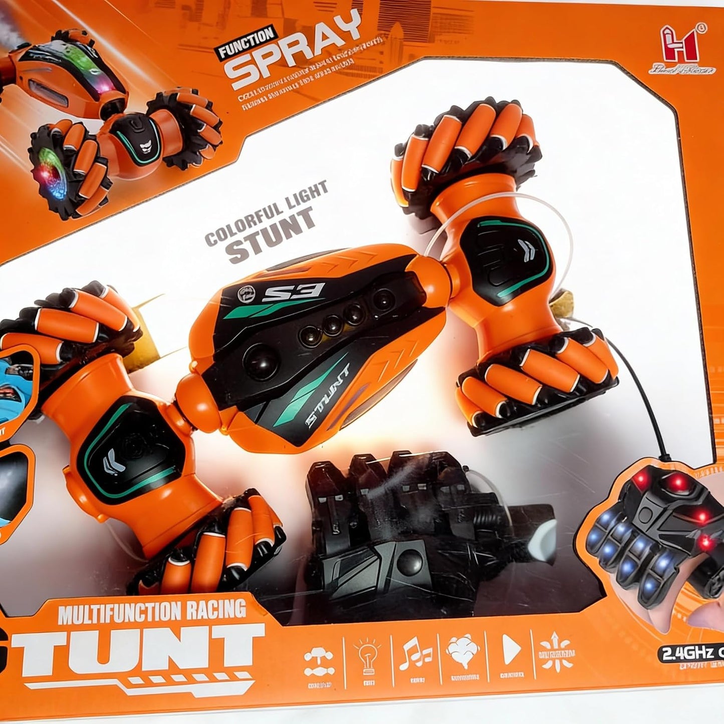 Stunt Multifuction Racing Spray Car for Kids Spray Function Lighting Music Transform Button Forward Backward, Turn Left and Right for Kids 2.4GHZ Remote...