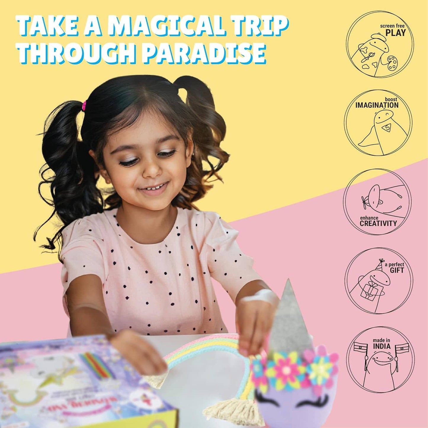 Kalakaram DIY Wonderland Unicorn Art & Craft Kit, Birthday Gift Craft Box, Drawing & Painting for Girls