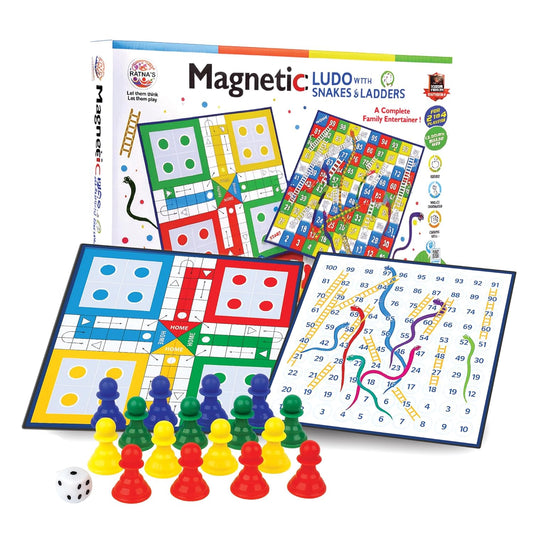 Ratna's Magnetic Snakes and Ladders with Ludo Board Game for Kids and Family Fun