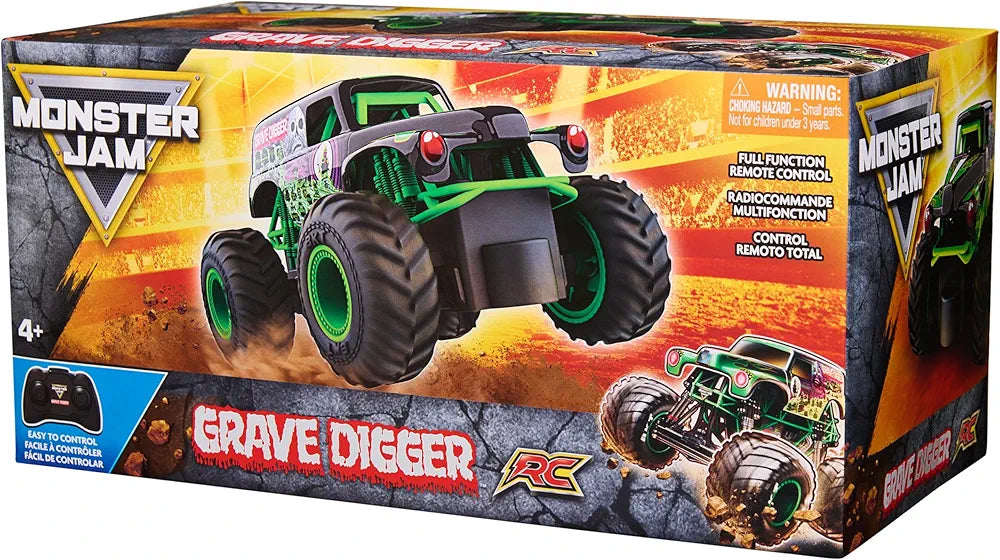 Monster Jam Official Grave Digger Remote Control Monster Truck, 1:24 Scale, 2.4 GHz, for Ages 4 and Up, Pack of 1, Multicolor