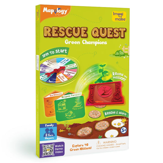 Imagimake Rescue Quest–Green Champions | Spin, Discover & Rescue Green Missions | Educational Fun Board Games for Friends & Family Night