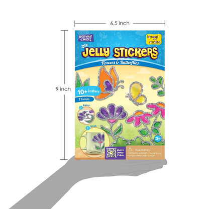 Jelly Stickers – Flowers & Butterflies | 3D Gel Stickers Craft Kit for Kids | Window, Bottle & Mug Decoration | Non-Toxic Glass Paints | Age 3+