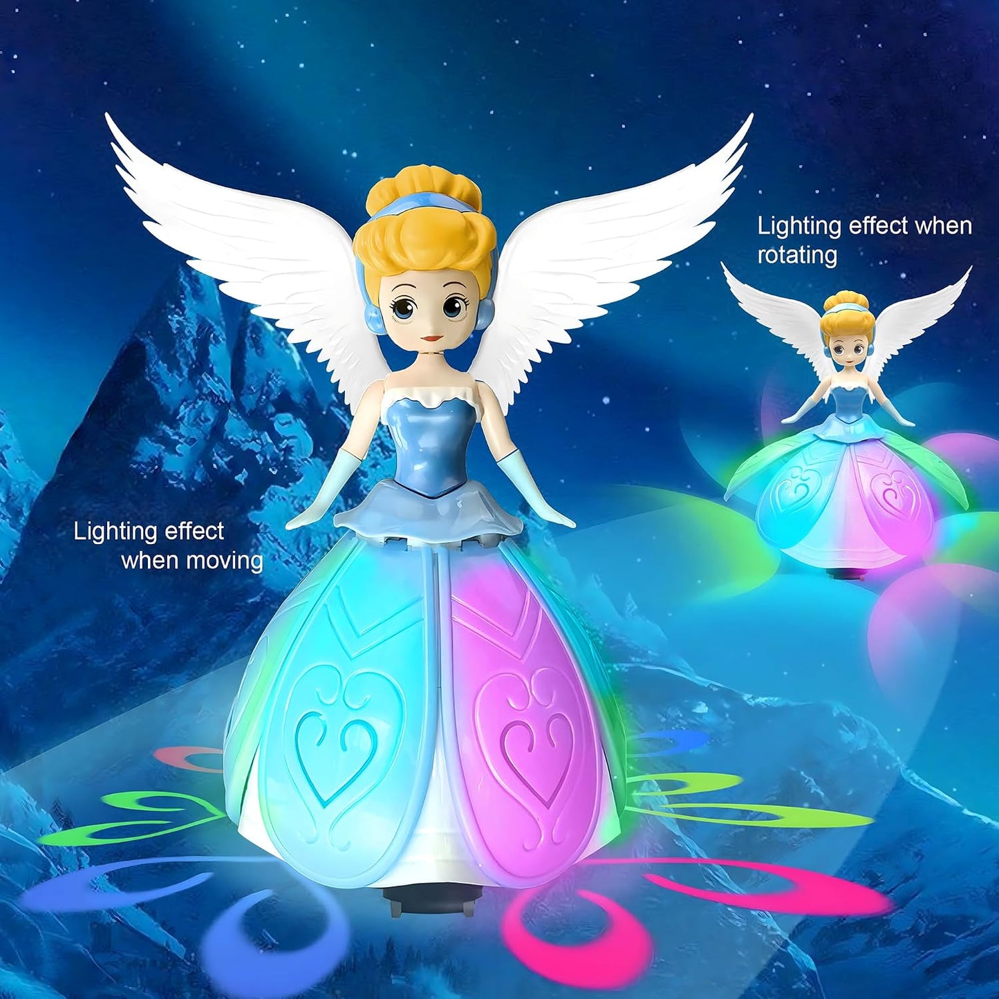 ZHAN DULCE Dancing Princess Toy for Girls,Ice Princess Interactive Spin Robot Toys with Music&Colorful Lights,Birthday Toys for Kids Ages 3 4 5 6