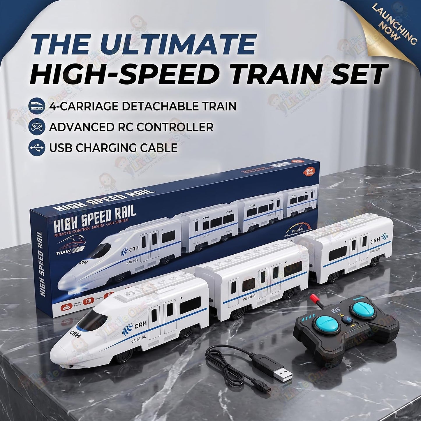 The Little Ones Remote Control Train Set - RC Toy Train with Track Set for Kids Boys & Girls Train Set Toys with Light Sound & Spray Flashing Light,...