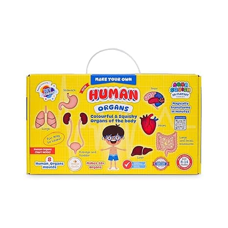 Human Organs Aqua Squish Kit | Make More Than 50 3D Soft and Squishy Human Organs | Magic Water Elf Gel Toys for Girls and Boys | 8 Human Organs Moulds | Ideal for Birthday Gift