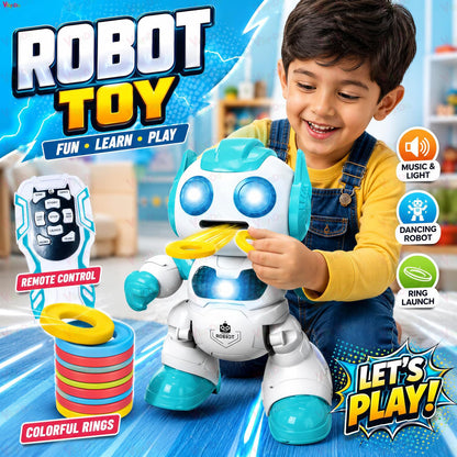 VikriDA Infrared Remote Control Robot Toy | Programmable Flying Saucer Throwing Battle Robot for Kids