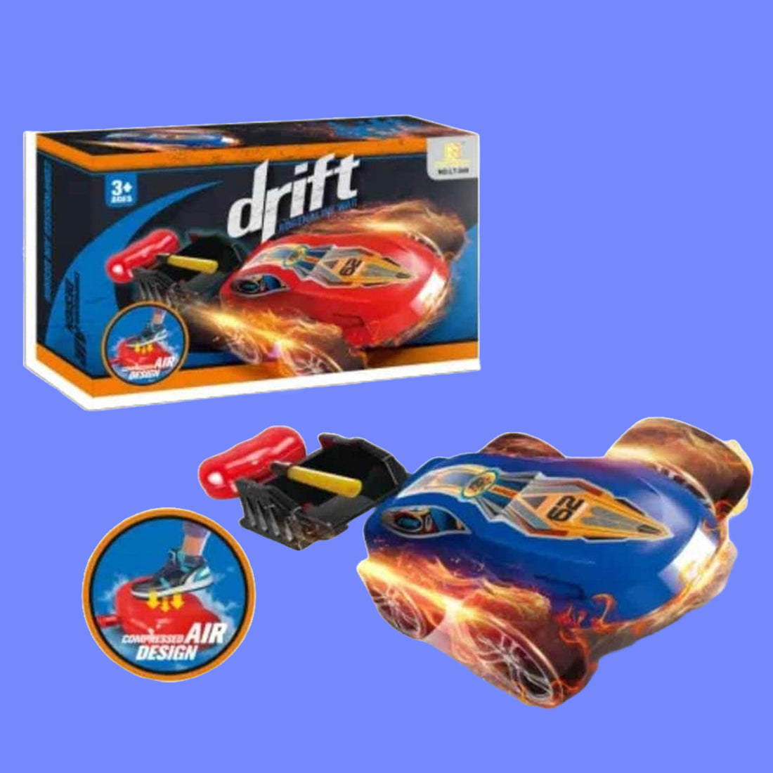 Drift car, air compression powered car toy