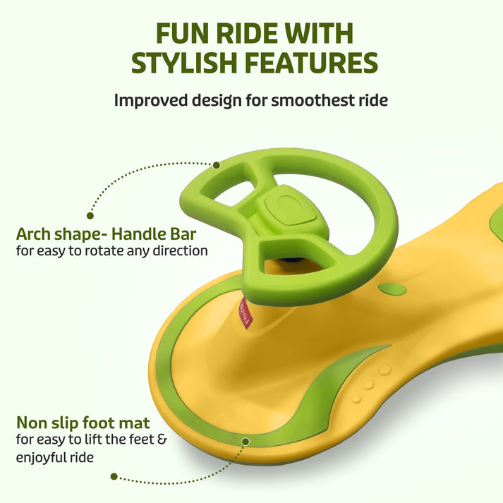 Sunny Swing Car, Kids Push Car, Magic Car for Kids, Comfortable Seats & Durable, Ride On Magic Car for 3+ Years Baby Boy & Girl, Yellow