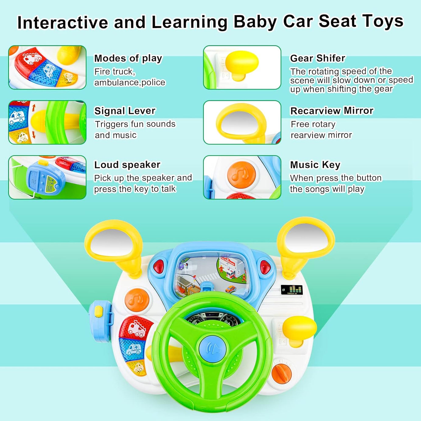 Dreaming Party Simulated Driver – Interactive Steering Wheel Toy with Lights & Music for Boys & Girls |