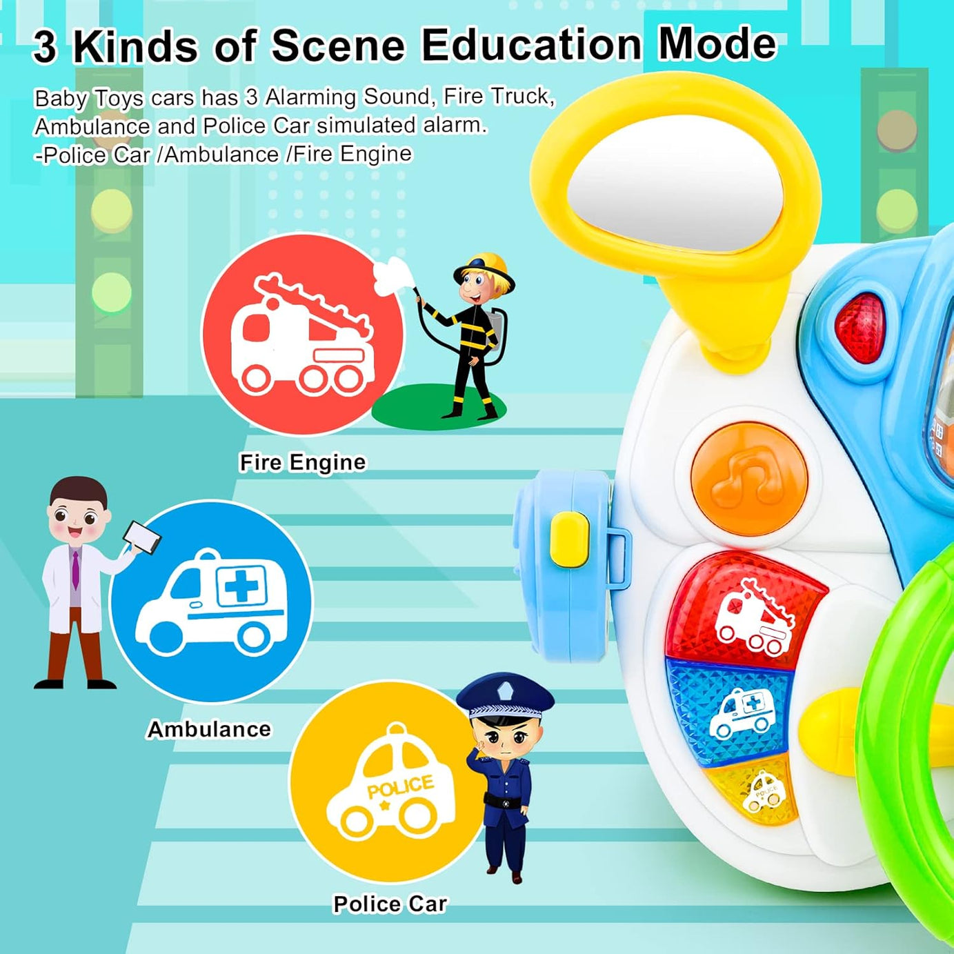 Dreaming Party Simulated Driver – Interactive Steering Wheel Toy with Lights & Music for Boys & Girls |