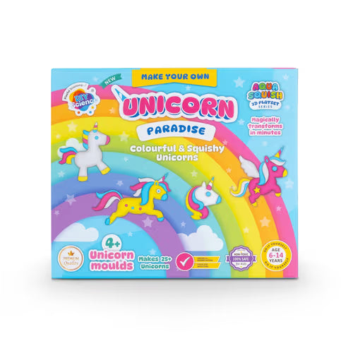 Unicorn-themed craft kit packaging with colorful design