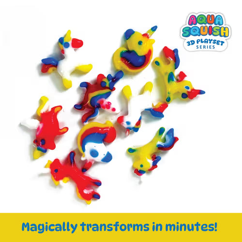 Colorful squishy toys from the Aqua Squish series on a white background