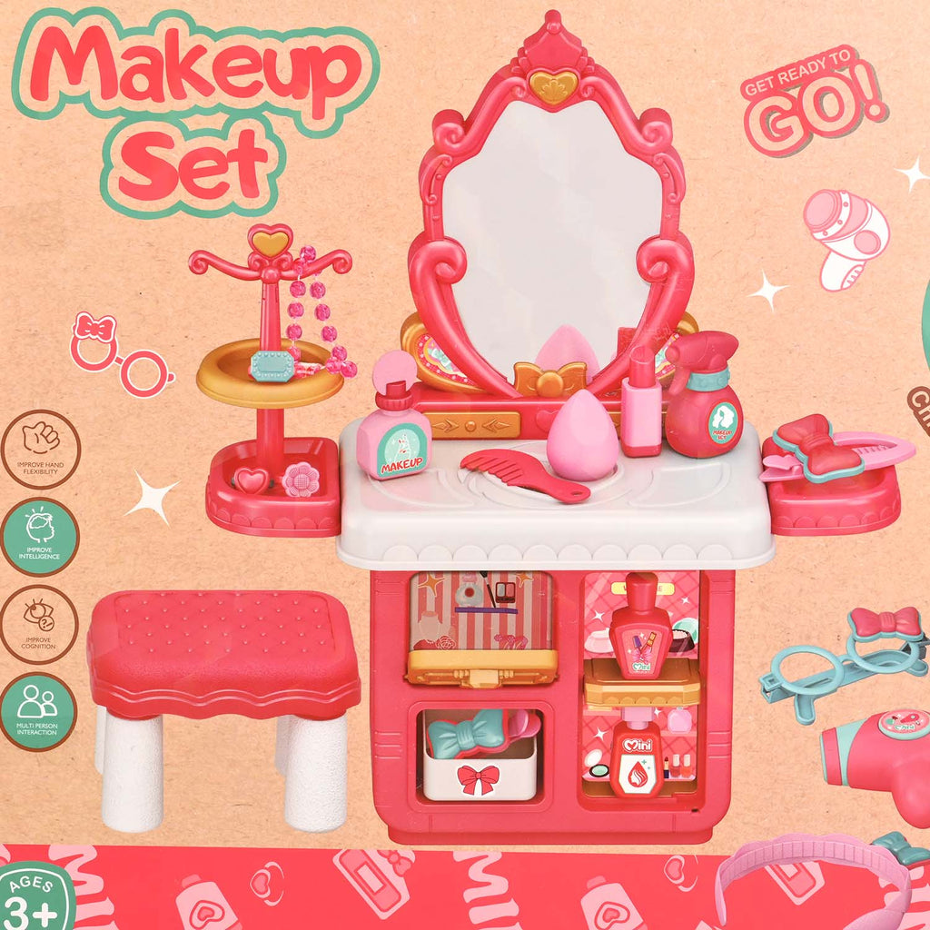 Kids Makeup Play Set - 38 Piece, Pretend Beauty Kit Toy for Girls with Makeup Accessories Role Play Vanity Play Collection Creative Dress Up Activity Toy...