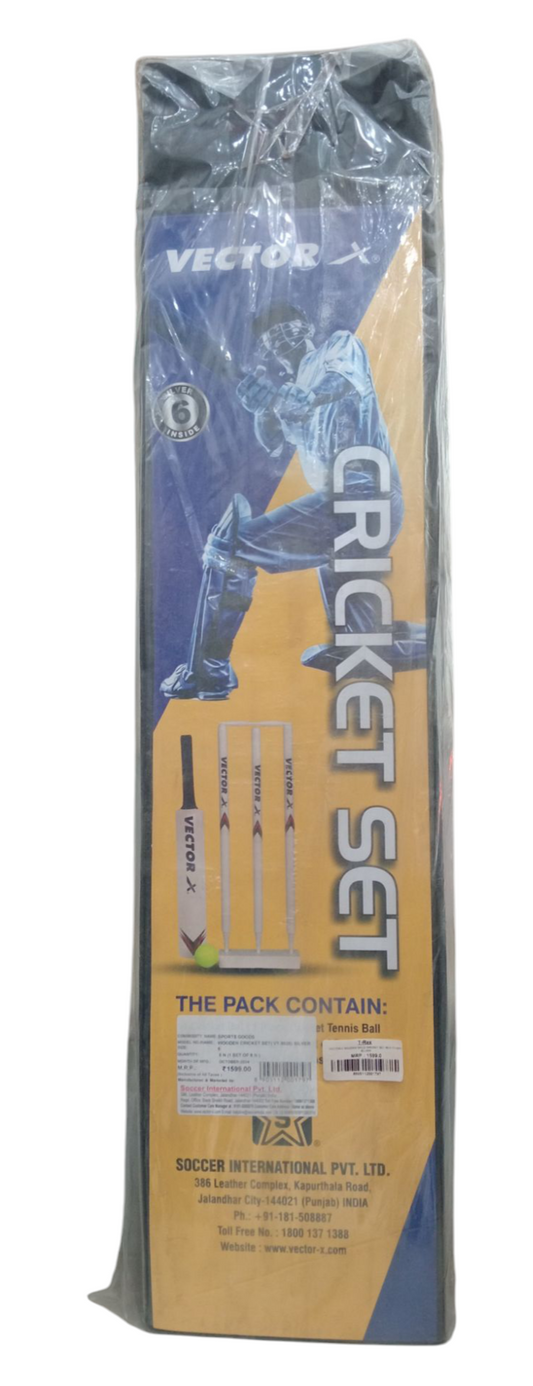 Vector-x Wooden Deco Cricket Set Red VT-9016 Silver