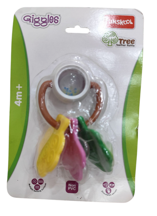 Funskool Giggles, Tree Teether Rattle, Multicolour, Tree Shaped Rattle, 4 Months and Above