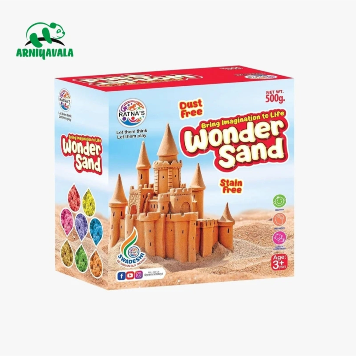 RATNA'S Wonder Sand 500g Smooth Sand for Kids with One Big Mould