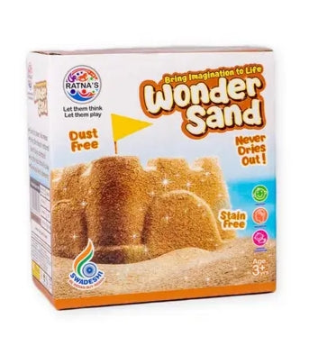 RATNA'S Wonder Sand 500 grams Brown colour.Smooth & Soft sand for kids for hours of sand play,with 1 Big mould inside.