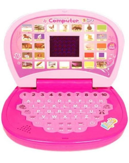 Battery Operated Educational Learning Laptop Toy with LED Display and Music Effect | Babies/Girls/Boys/Toddlers | Pink Color, Power Source: 3xAA...