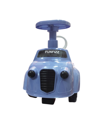 Blue toy car with a handle 