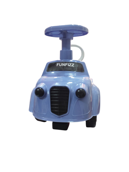 Blue toy car with a handle 