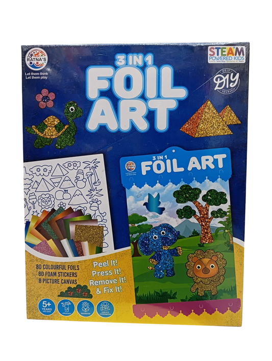 Ratna's 3in1 Foil Art creative & imaginative STEAM DIY art game for kids
