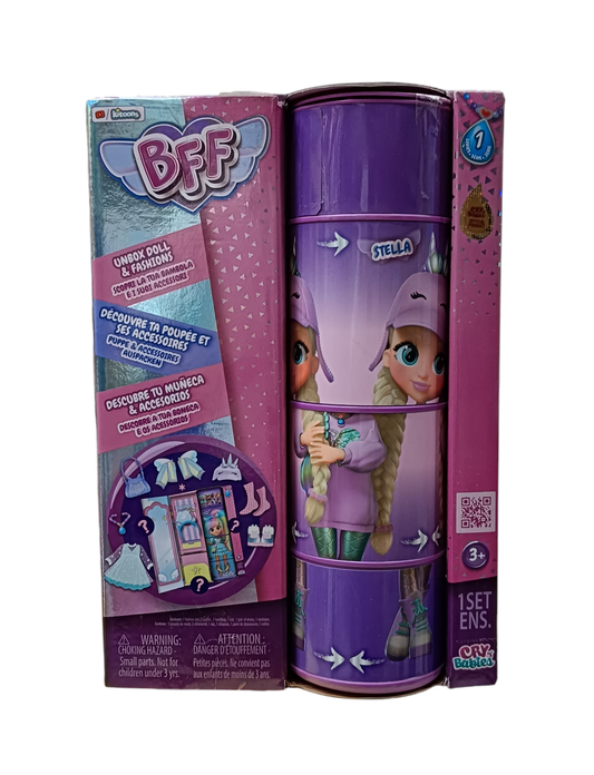 Cry Babies BFF Stella Fashion Dollhouse Set with 9+ Surprises Including Outfit and Accessories for Fashion Toy, Girls and Boys Ages 4 and Up, 7.8 Inch Doll,Dolls