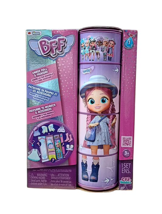 Cry Babies BFF Katie Fashion Doll with 9+ Surprises Including Outfit and Accessories for Fashion Toy, Girls and Boys Ages 4 and Up, 7.8 Inch Doll