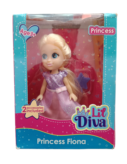 Li'l Diva Princess-Fiona 6" Doll|India’s First Preschool RolePlay Pretend-Play Doll with Accessories|Birthday Gift|Toy Doll for Girls 3+|Movable Arms & Legs|Beautiful Dress|Elegant Eyes|Soft Hair Play