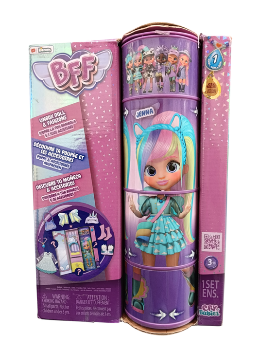 Cry Babies BFF Jenna Fashion Doll with 9+ Surprises Including Outfit and Accessories for Fashion Toy, Girls and Boys Ages 4 and Up, 7.8 Inch Doll
