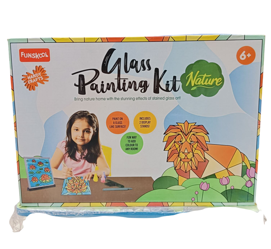 Handycrafts Funskool Glass Painting Kit, DIY Kit, Art and Craft Set for Kids, Learning, Fun & Engaging Activity for Childrens, Multicolour, Gift Set for Kids, Age 6+ Years