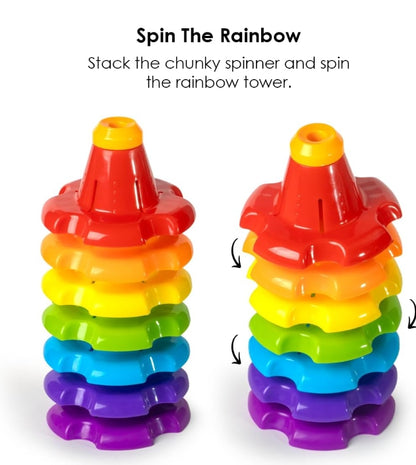 RATNA'S Rainbow Stack-N-Spin 7 Colourful Stackers Spinners Activity Toy for Babies, Infant & Preschool Toys.