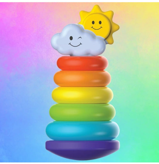 ToyMagic Rainbow Rocking Ring Stacker Game|5 Ring Multicolored Sorting Tower Game|Learning Game for Infants & Toddlers Kids|Educational Interactive Baby Toy|Best Birthday & Return Gift|Made in India