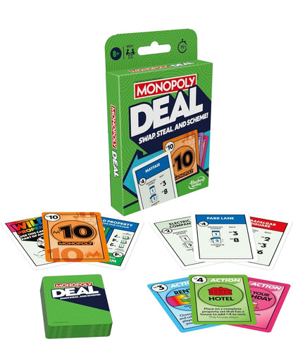 Monopoly Deal Card Game | Quick-Playing Card Game | Fun Games for Families and Kids | Ages 8 and Up | 2 to 5 Players | 15 Mins. | Travel Games