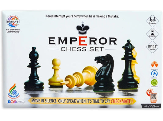 Ratna's Emperor Chess Set Board Game with Folding Chess Board and Black & White Chessmen's for Kids & Adults