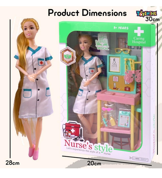 Toyshine Doctor Doll with Medical equipments, Furniture & Accessories Toys for Kids Role Play Set for Age 3+