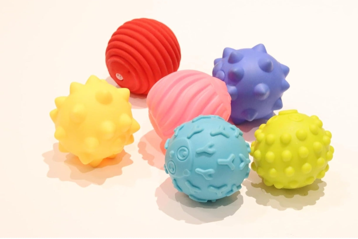 ARNIYAVALA Sensory Balls for Toddlers 1-3, Kids Textured Multi Ball Set for Sensory Exploration, 6 Pack Soft Sensory Squeeze Toys for Boys Girls