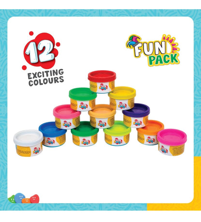 Set of colorful play dough containers