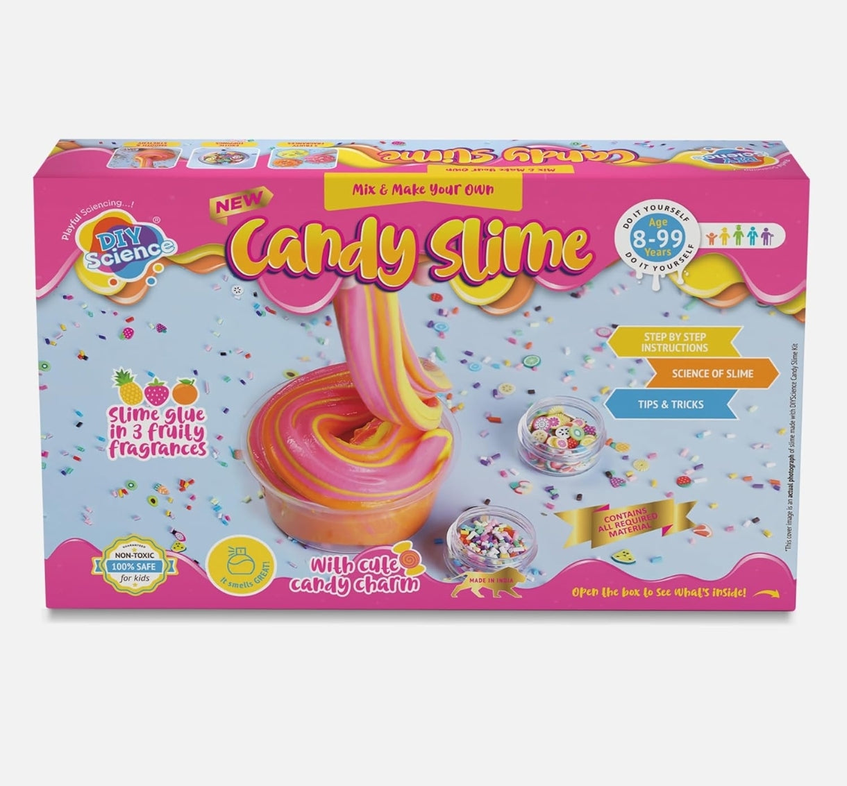 Candy slime kit packaging with colorful design 
