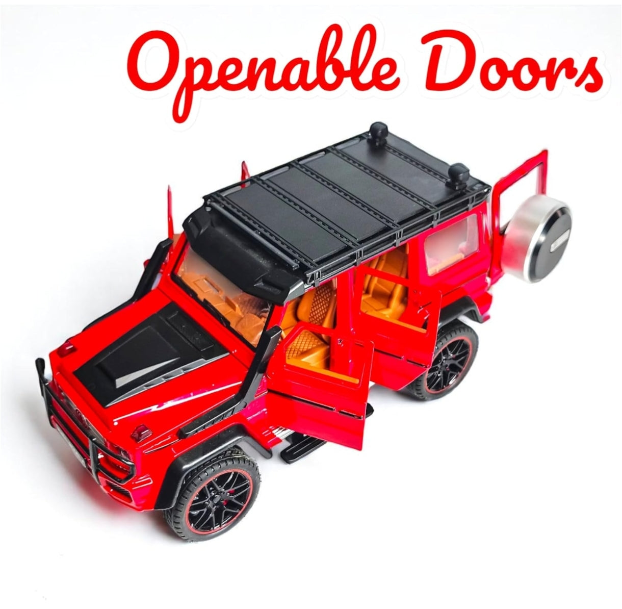 RC Car, 1:22 Scale,Die-Cast Model with Openable Doors, Lights and Smoke Effects, Toy for Kids 3-10 Years (Red)