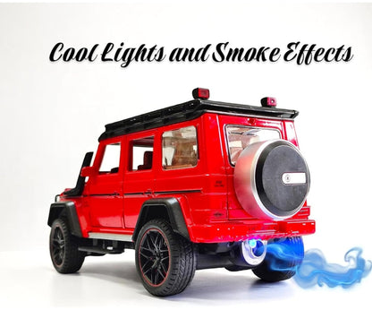 RC Car, 1:22 Scale,Die-Cast Model with Openable Doors, Lights and Smoke Effects, Toy for Kids 3-10 Years (Red)