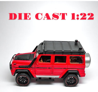 RC Car, 1:22 Scale,Die-Cast Model with Openable Doors, Lights and Smoke Effects, Toy for Kids 3-10 Years (Red)