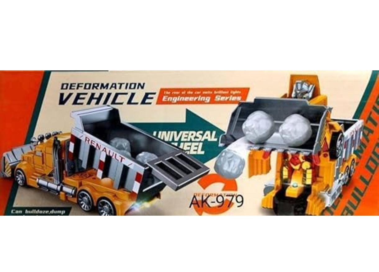 Transforming Construction Truck Robot Toy with Dumper Action,2-in-1 Dump Truck & Robot, Includes 3 Play Rocks, Kids Action Figure Vehicle