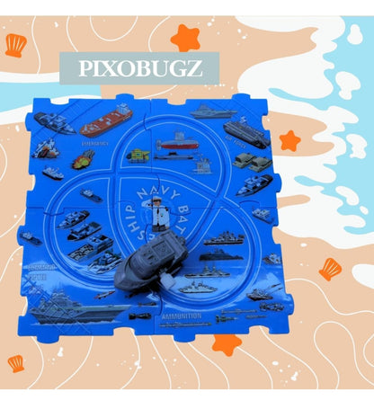 Puzzle and Track Battle Ship – DIY Assembling Educational Toy Playset for Kids 3-5 Years | Montessori Brain Teaser Puzzle Track Set with Puzzle Pieces | STEM Learning Toys for Boys & Girls