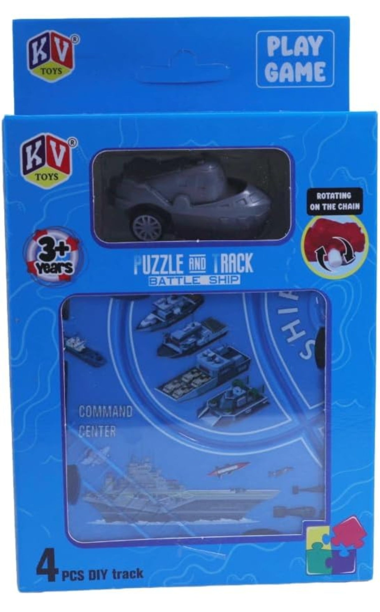 Puzzle and Track Battle Ship – DIY Assembling Educational Toy Playset for Kids 3-5 Years | Montessori Brain Teaser Puzzle Track Set with Puzzle Pieces | STEM Learning Toys for Boys & Girls